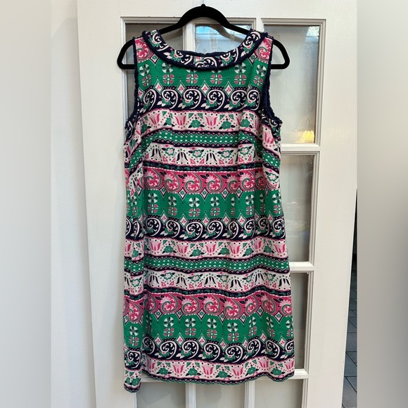 Talbots Fringe Sleeveless Floral Paisley Boho Southwestern Dress Plus Size 14W - Picture 13 of 13